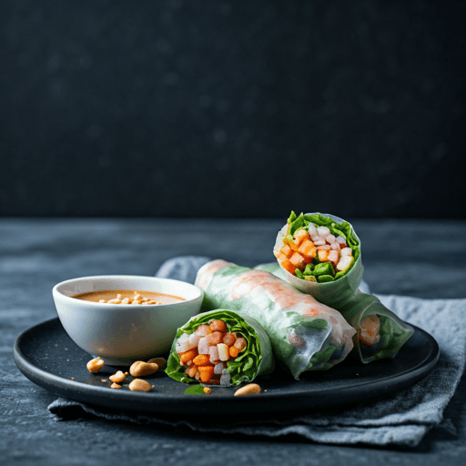 Fresh rolls with crisp vegetables and rice noodles