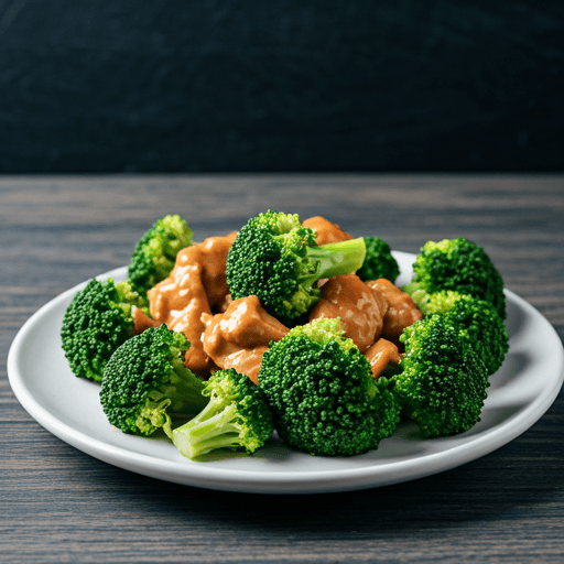 Steamed vegetables topped with creamy peanut sauce over fresh spinach